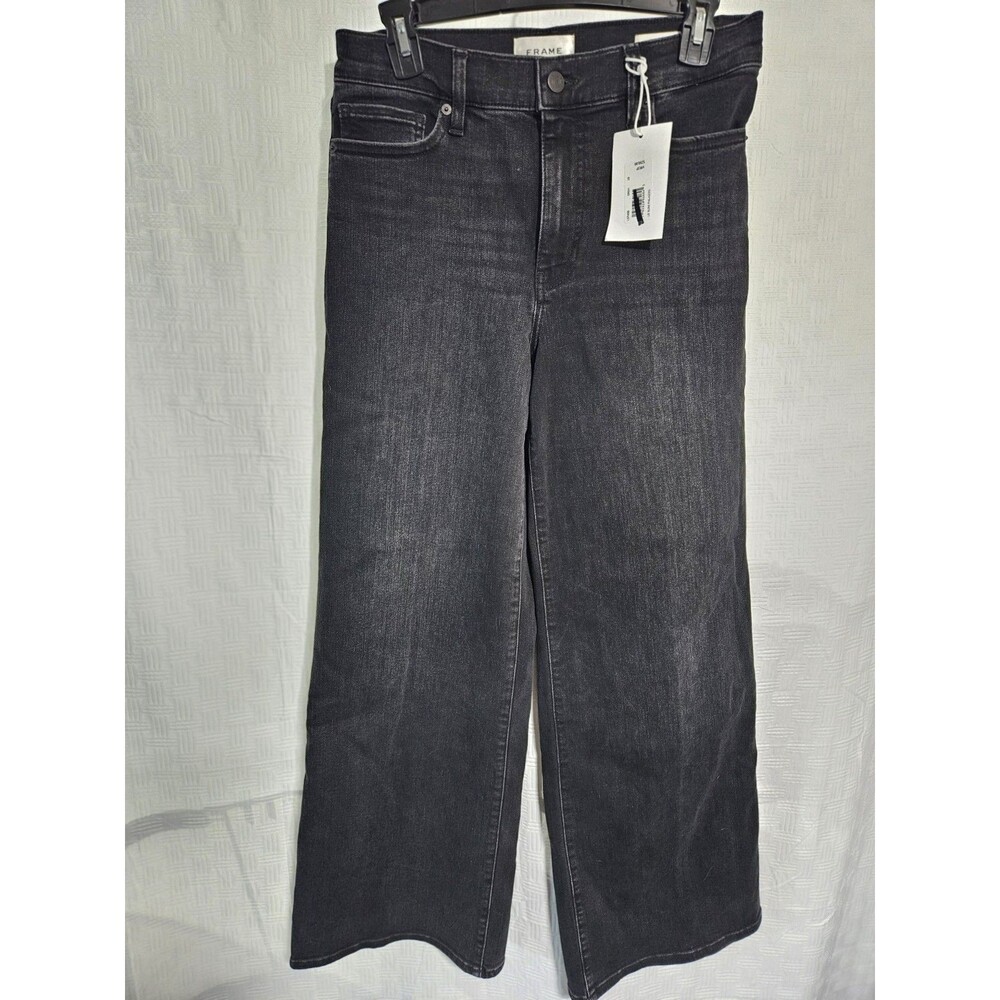 FRAME Le Slim Raw Fray Hem Palazzo Jeans Claudius Sz 28 Dark Gray MSRP$298
